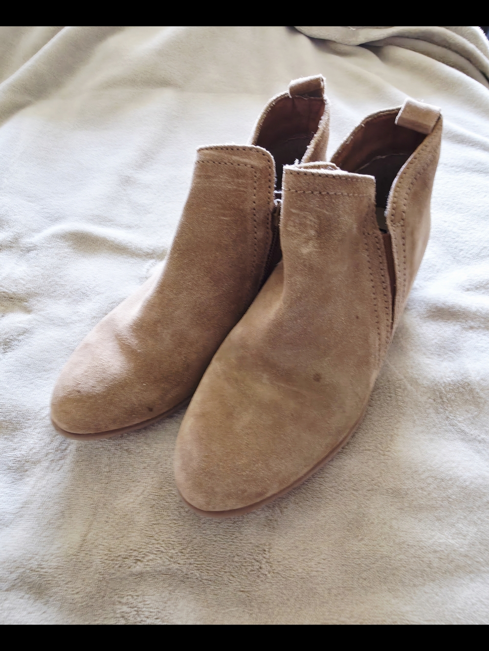 Diba Camel Colored Suede Ankle Booties